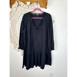 J.Crew V-neck mini dress with eyelet trim In Black Size XXL
